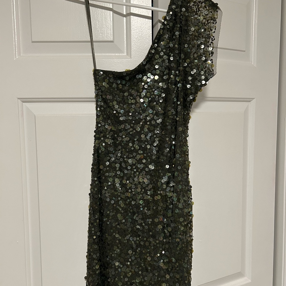 Arden B Black Sequin One-Shoulder Dress